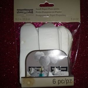 Celebrate It - in White - 6 count Paper Pom-Poms